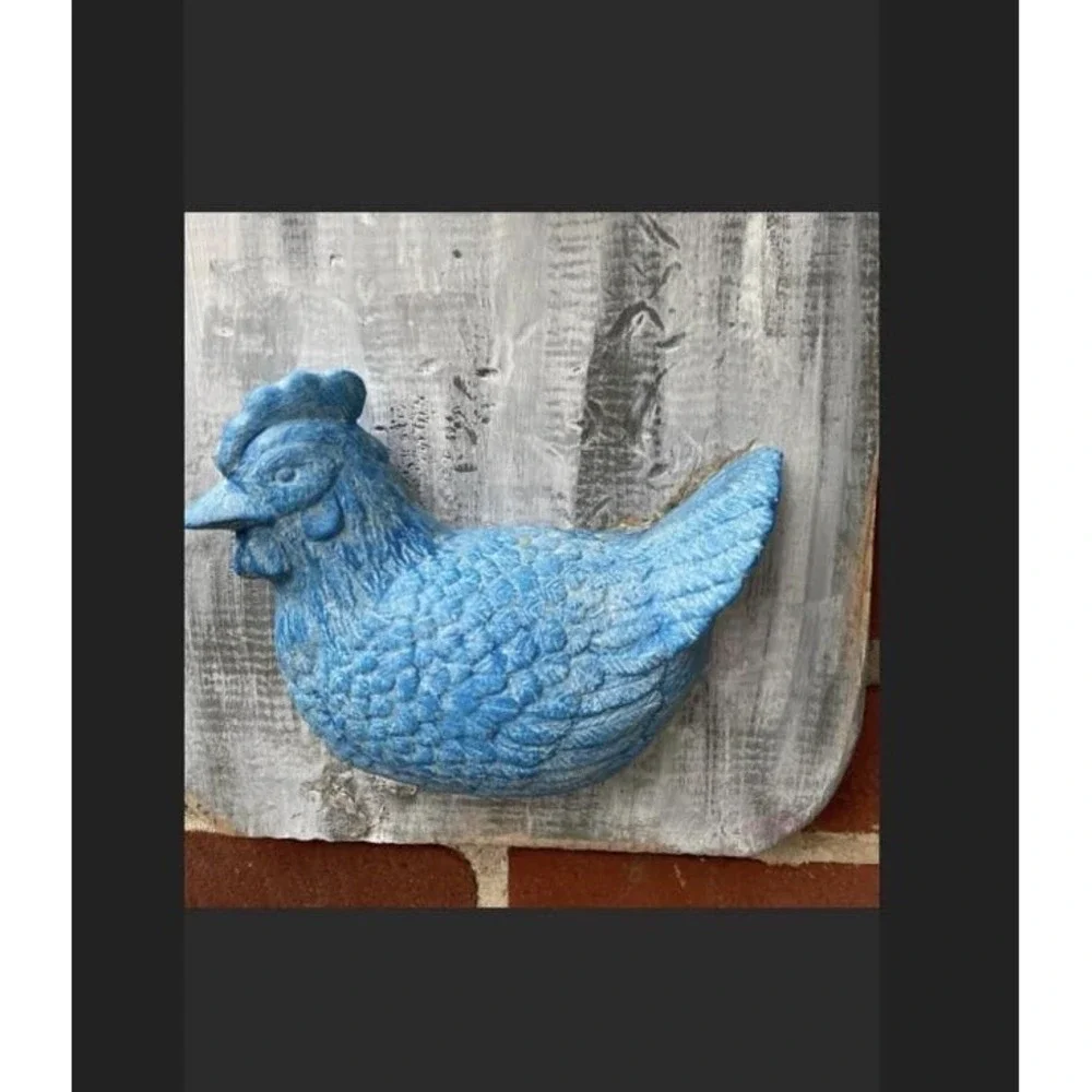Handmade Wood Cutting Board Wall Art Ceramic Chicken Farmhouse Cottage Primitive